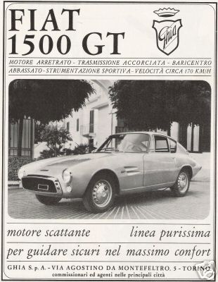 Fiat 1500 GT Ghia Italian sales brochure