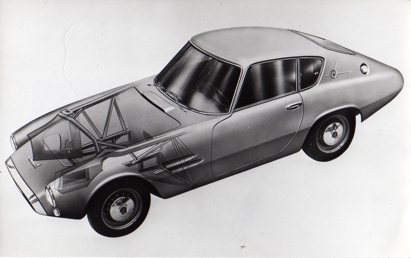 Ghia 1500 GT cutaway technical illustration